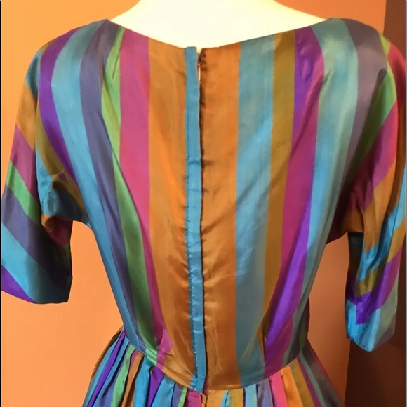 Vintage Polly Bergen Jack Squire Stripe Full Dress - Picture 8 of 8